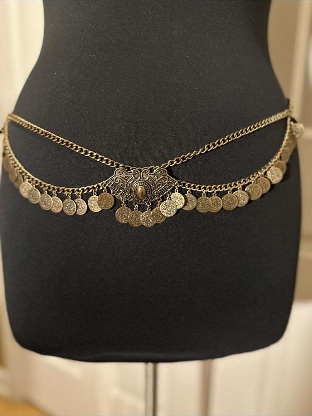Antique Bronze/ Gold Coin Chain Waist Belt